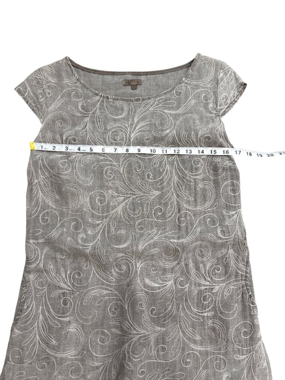 Lina Tomei Womens Size M Midi Dress Linen Embroidered Made In Italy Short Sleeve - Picture 5 of 8